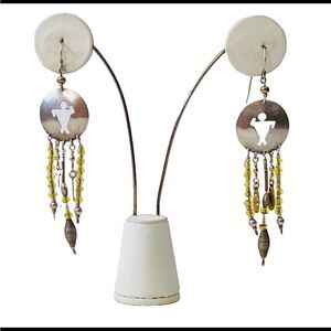 DILIA SALVADOR Signed Sterling Silver Hopi Native American Bead
Dangle Earrings